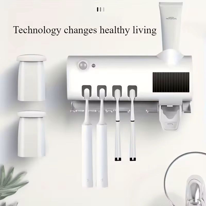 Support de Brosse à Dents Multifonction avec Distributeur de Dentifrice