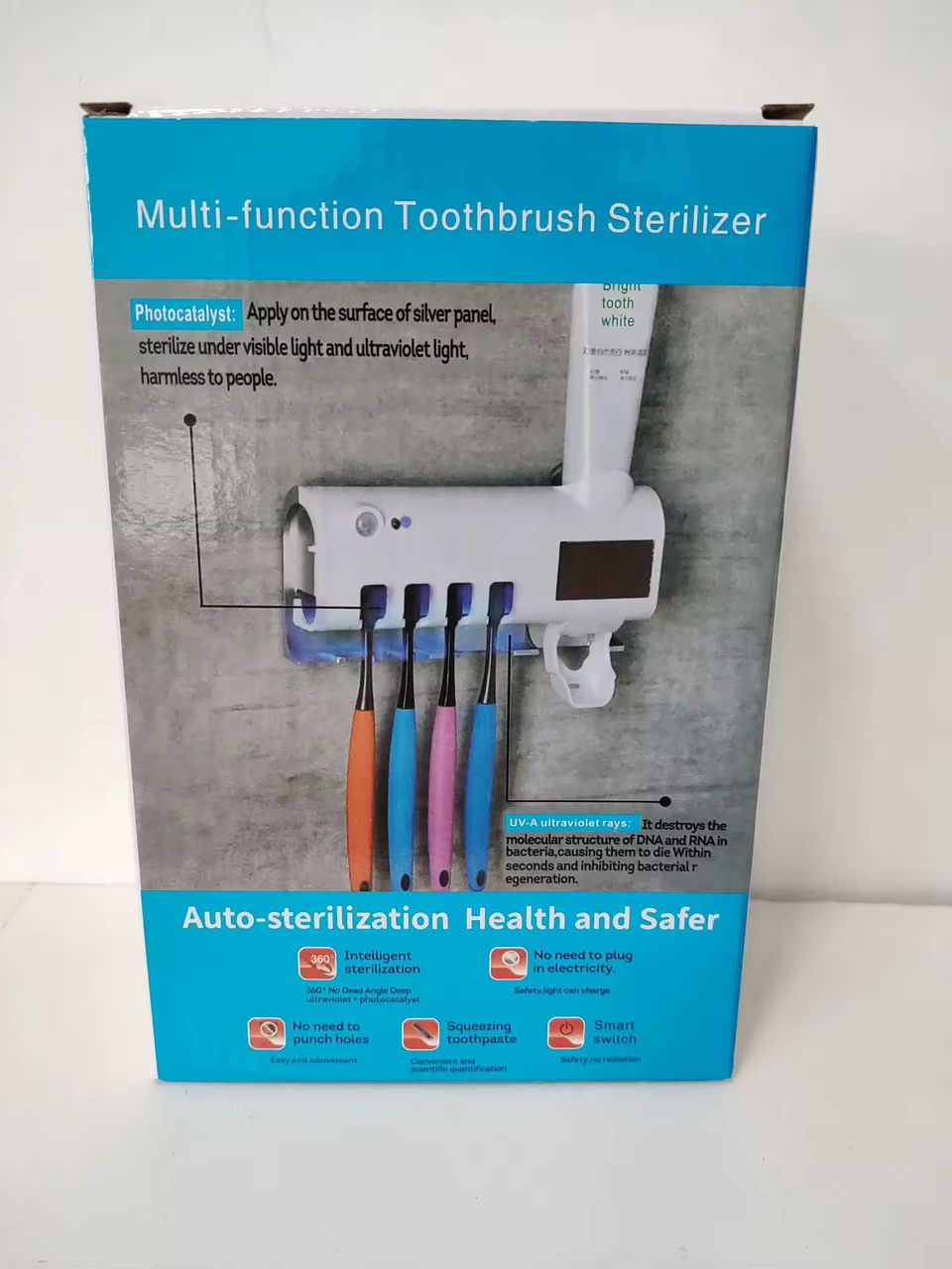 Support de Brosse à Dents Multifonction avec Distributeur de Dentifrice